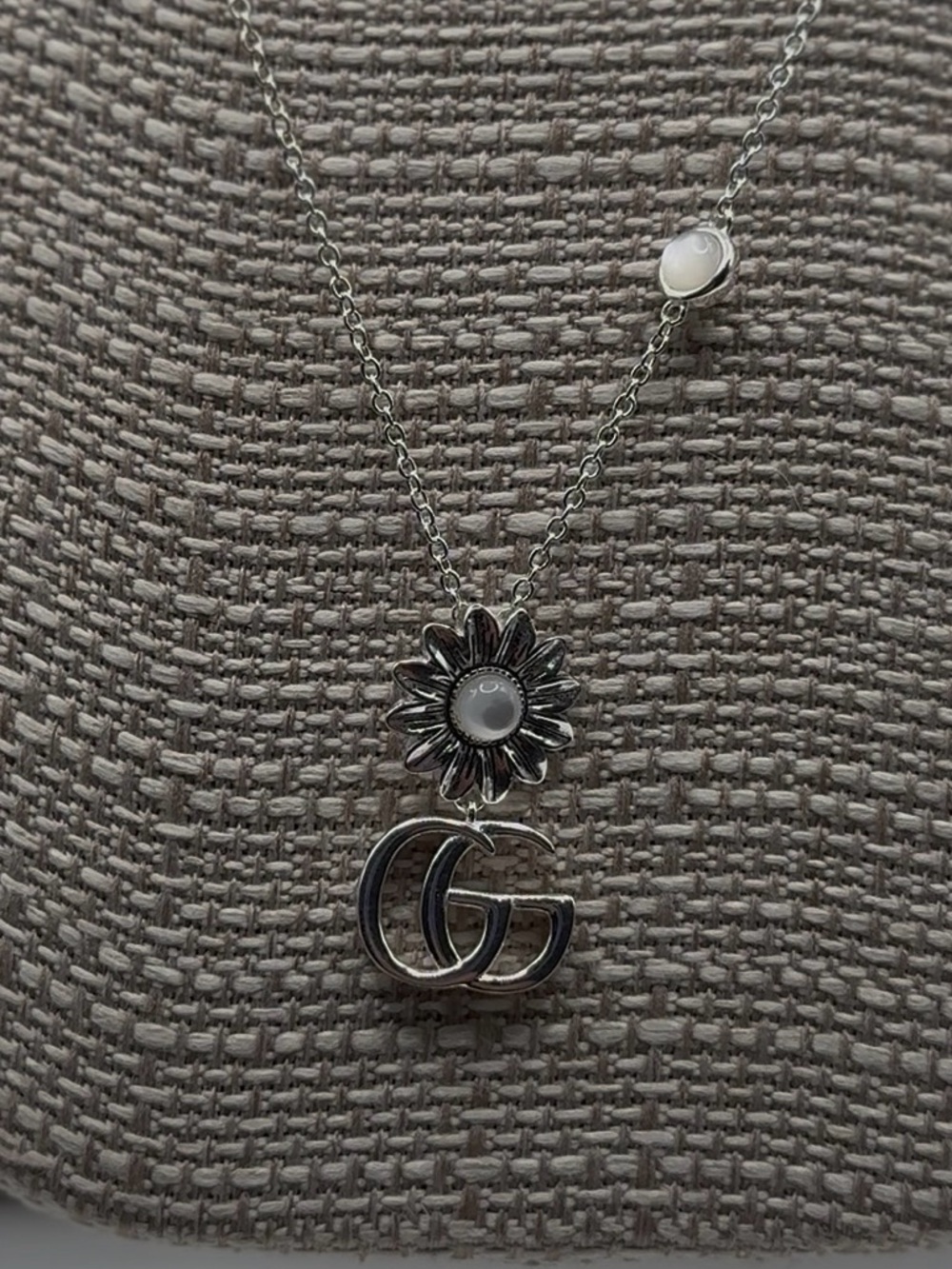 Sterling Silver & Mother-Of-Pearl Gucci Marmont Pendant Necklace